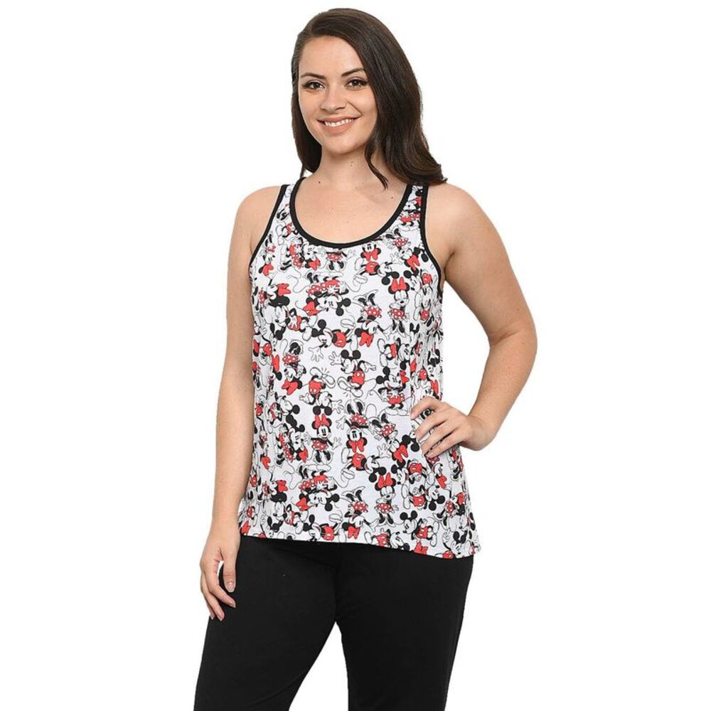 New Disney Women's Plus Size Minnie & Mickey Mouse All-Over Print Tank Top